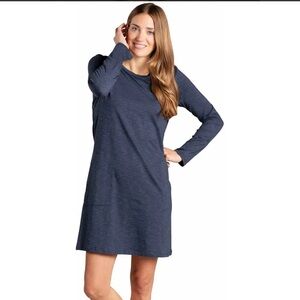 Toad & Co Windmere II Womens Dress Sz Large Navy Round Neck Long Sleeve Pullover